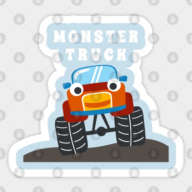 illustration of monster truck with cartoon style. Sticker by KIDS APPAREL